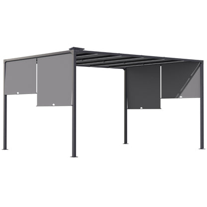 Outsunny 3m x 4m Metal Pergola with Retractable Roof, LED Lights