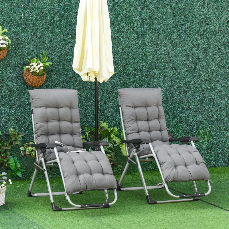 Outsunny 2 Piece Reclining Folding Garden Sun Lounger