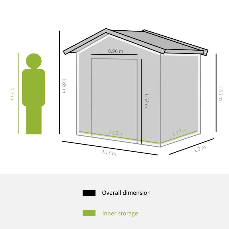 Outsunny 7 x 4ft Lockable Metal Garden Shed