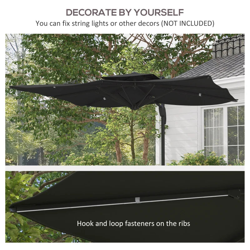 Outsunny Garden Parasol, 3(m) Cantilever Parasol with Hydraulic Mechanism