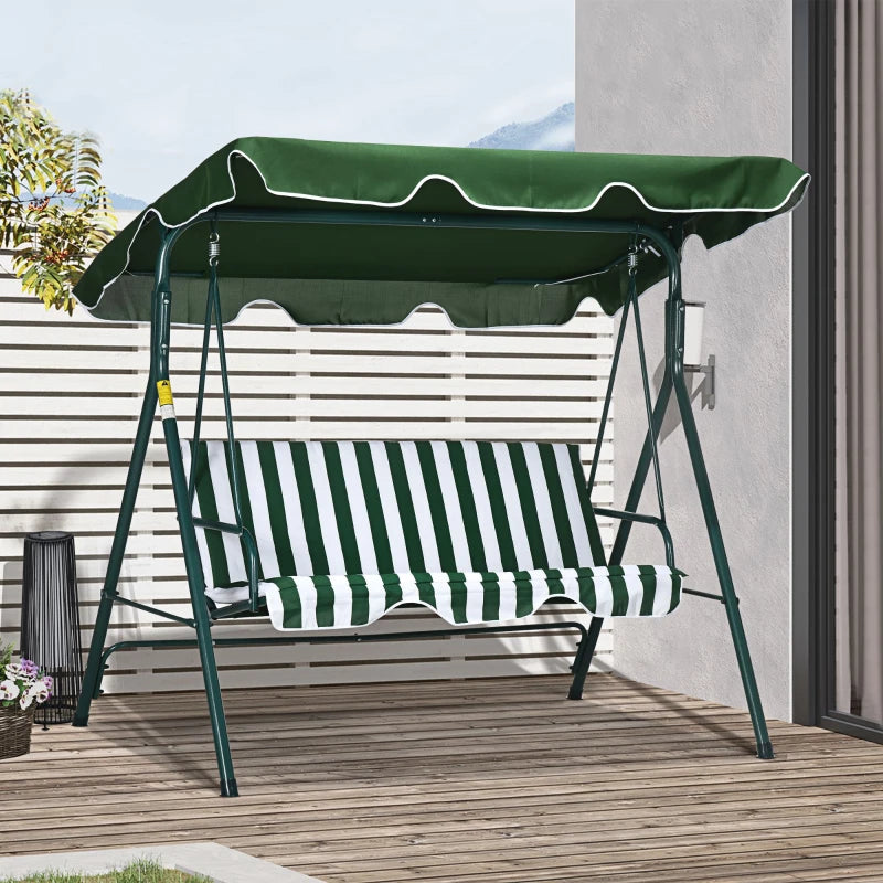 Outsunny 3-Seat Swing Chair Garden Swing Seat with Adjustable Canopy for Patio