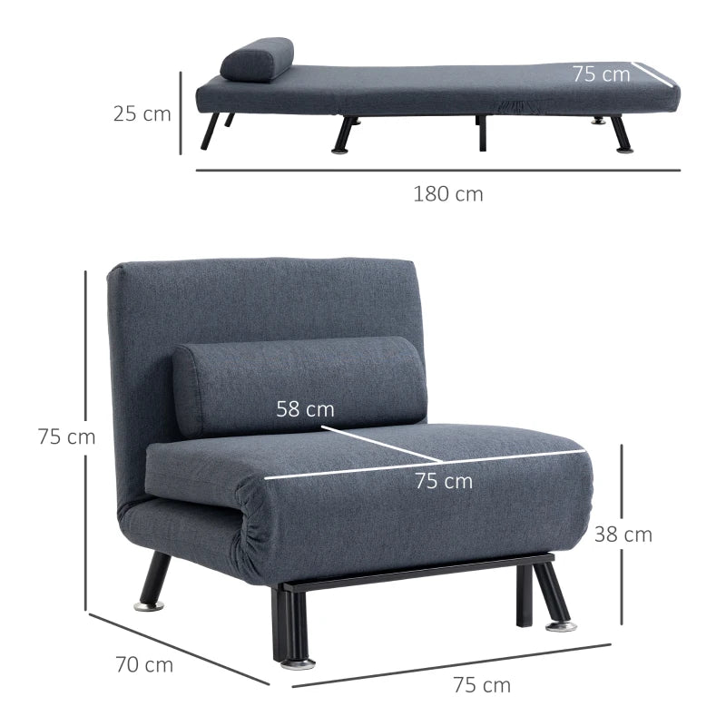 HOMCOM Single Sofa Bed Chair Bed 3-in-1