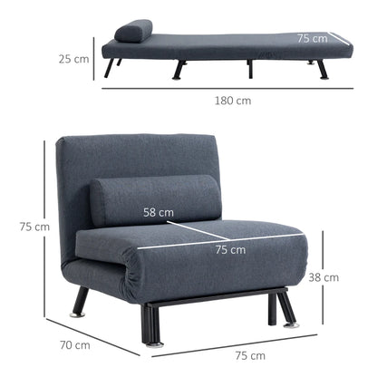 HOMCOM Single Sofa Bed Chair Bed 3-in-1