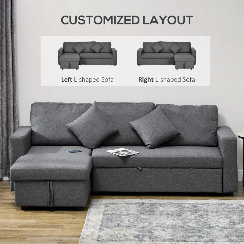 HOMCOM Corner Sofa Bed with Storage