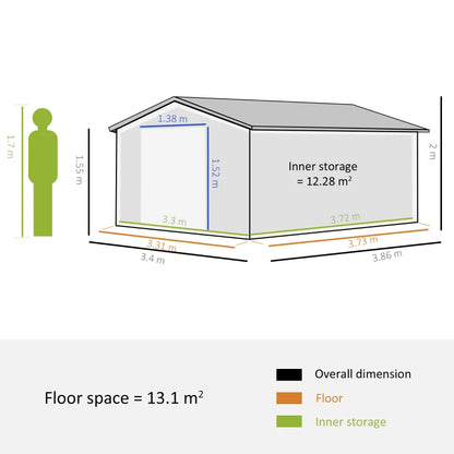 Outsunny 13 x 11ft Metal Garden Shed