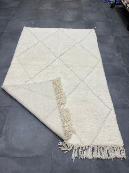 Moroccan Berber Rug - Beni Ourain White Diamond Foundation 2.6 X 1.6m | 100% Wool Handmade