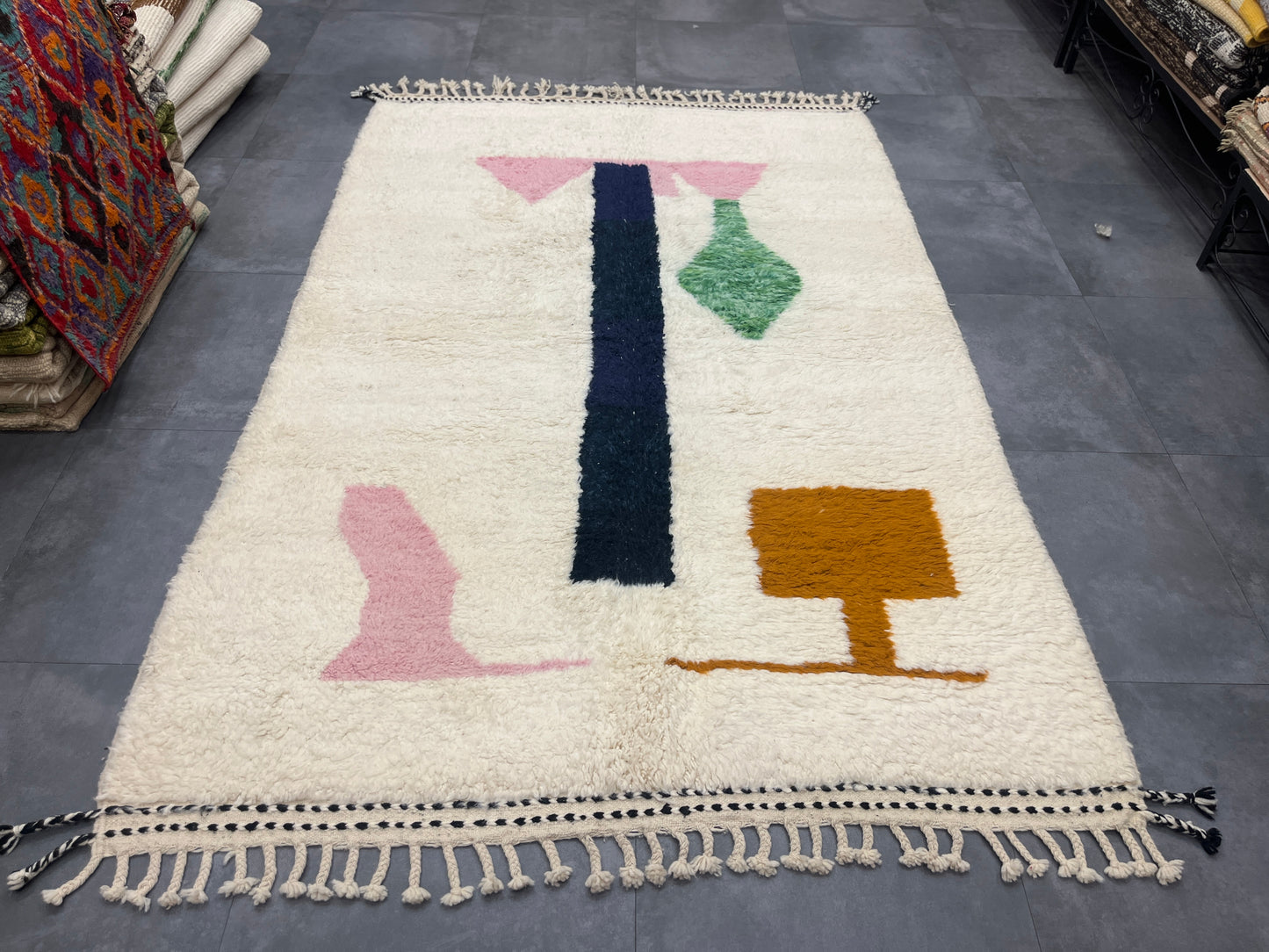 Moroccan Berber Rug - Beni Ourain Colour Abstract Composition 2.6 X 1.6m | 100% Wool Handmade