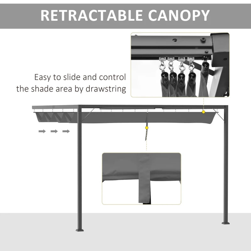 Outsunny 3 x 3(m) Outdoor Pergola Retractable Canopy Wall