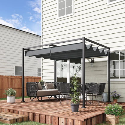 Outsunny 3 x 2m Metal Outdoor Pergola with Retractable Roof