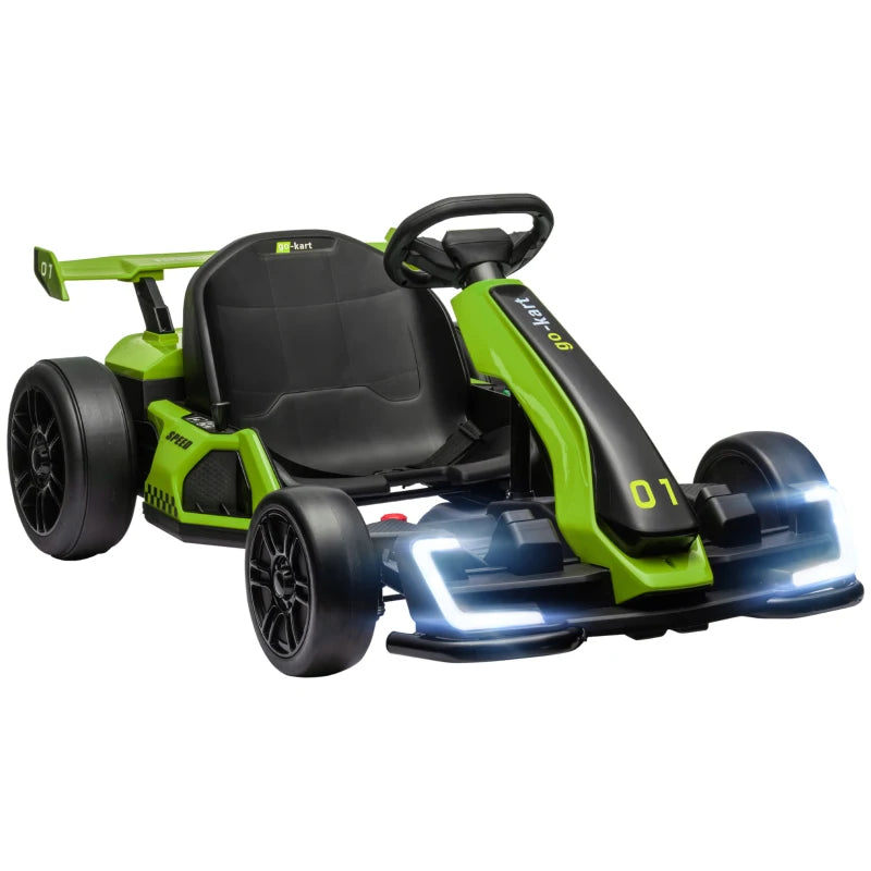 HOMCOM 24V Electric Go Kart for Kids with Adjustable Seat for 6-12 Years Old