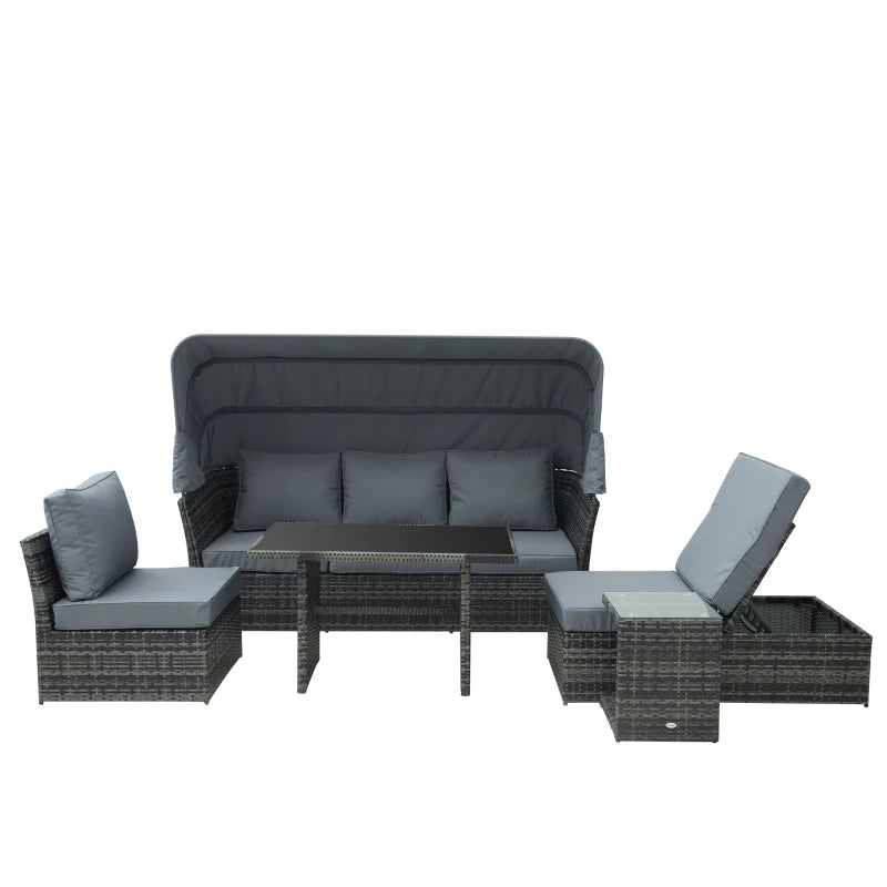 Outsunny 5 PCS Outdoor Rattan Wicker Sofa Sets Reclining Sofa