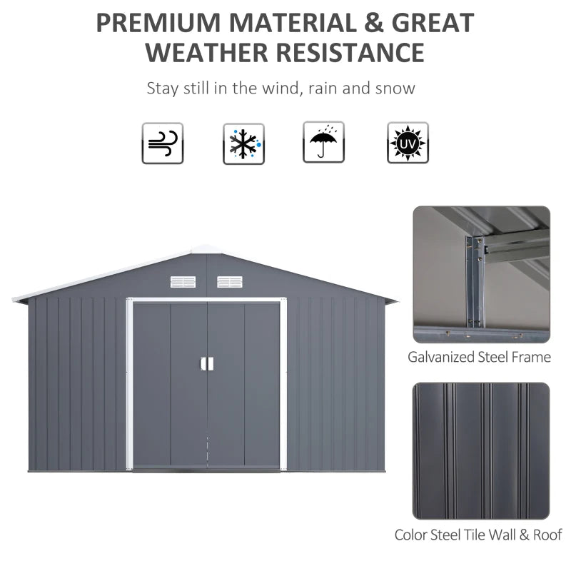 Outsunny 13 x 11ft Metal Garden Shed