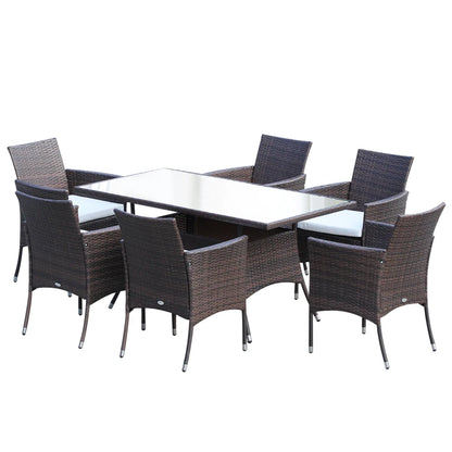 Outsunny 7 Pieces Outdoor PE Rattan Garden Dining Set