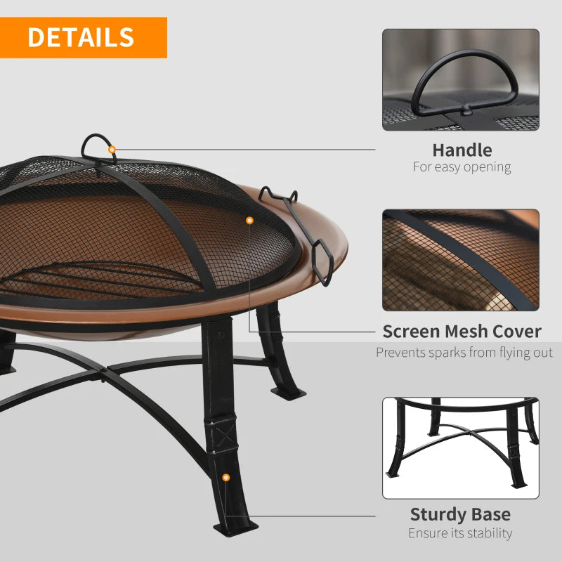 Outsunny 76cm Metal Large Firepit