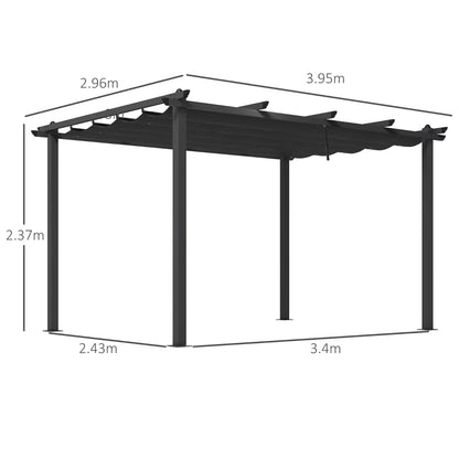 Outsunny 3 x 4m Aluminium Pergola, with Retractable Roof