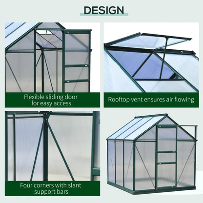 Outsunny 6 x 6ft Polycarbonate Greenhouse