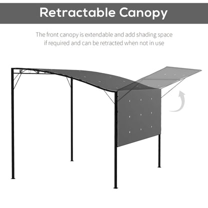 Outsunny 3 x 2.5m Patio Pergola Wall Mount Metal Charcoal Grey