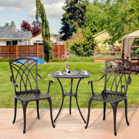 Outsunny Patio Cast Aluminium 3 PCS Bistro Set