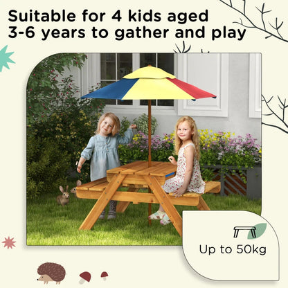 Outsunny Kids Picnic Table Set, 3 in 1 Sand Pit Activity Table