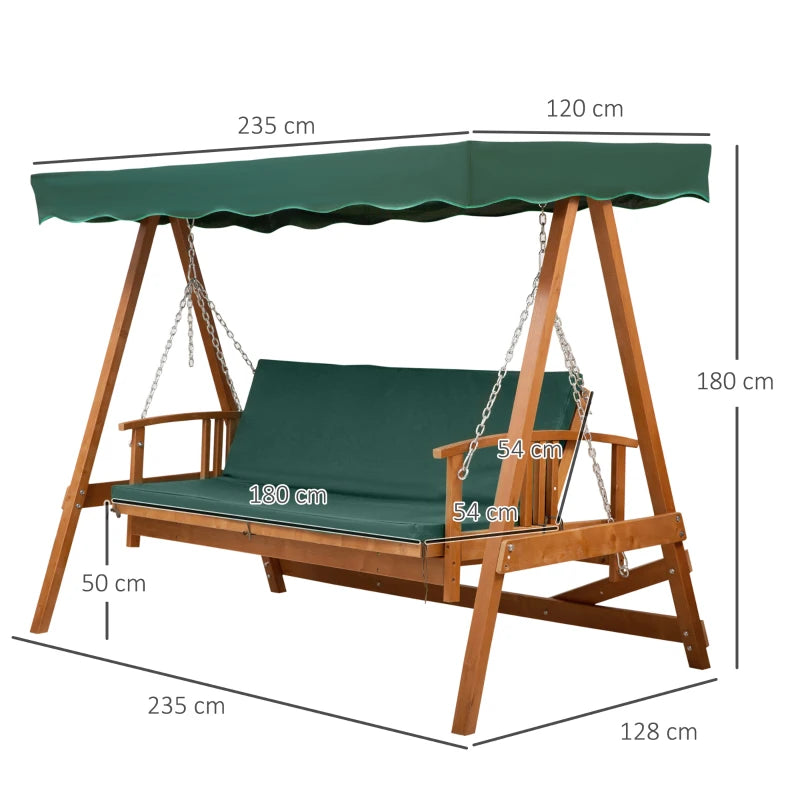 Outsunny 3 Seater 2-in-1 Wooden Garden Swing / Hammock