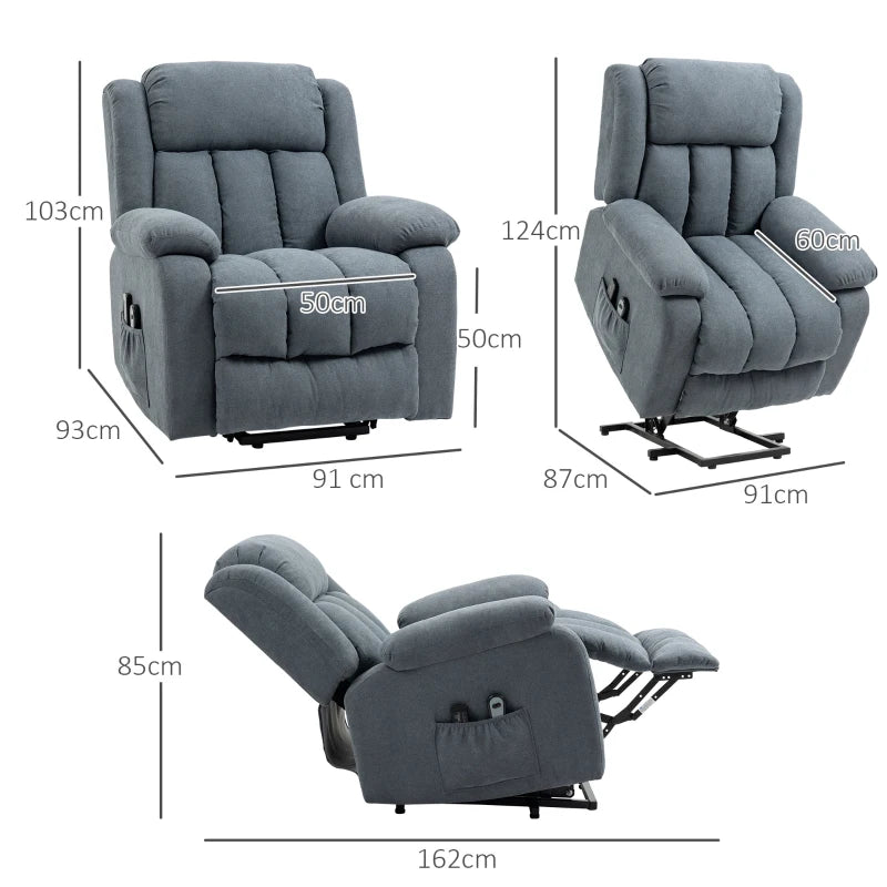 HOMCOM Oversized Riser and Recliner Chairs for the Elderly with 8 Vibration Massage