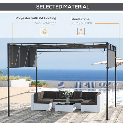 Outsunny 3 x 3(m) Steel Pergola Gazebo with Retractable Roof