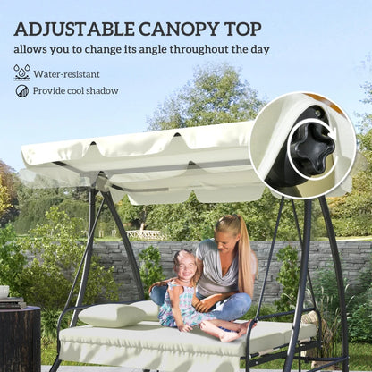 Outsunny 3 Seater Garden Swing Chair with Tilting Canopy