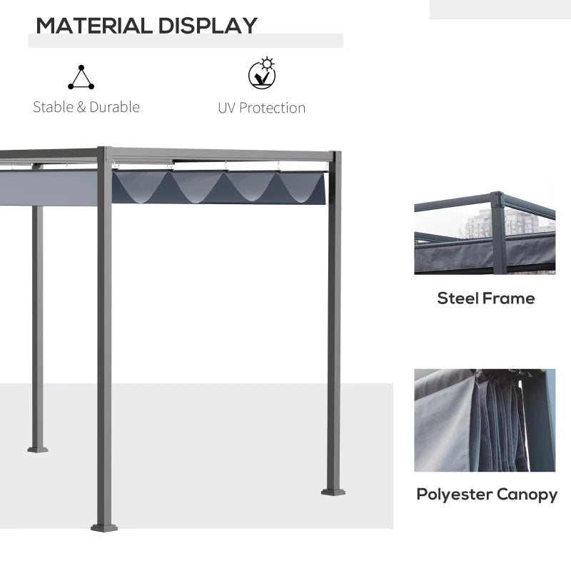 Outsunny 4 x 3(m) Metal Outdoor Pergola with Retractable Roof