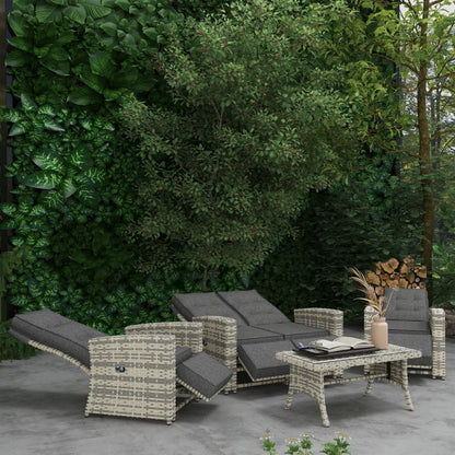 Outsunny 4 Piece Rattan Garden Furniture Set Outdoor Sofa Sectional Set