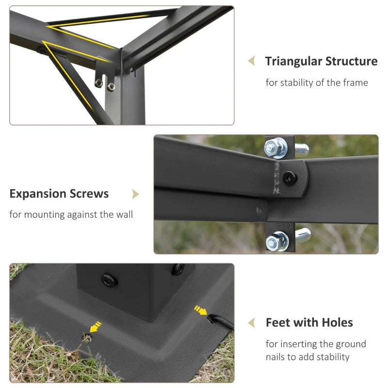 Outsunny 4 x 3(m) Outdoor Pergola Retractable Canopy Wall Mounted