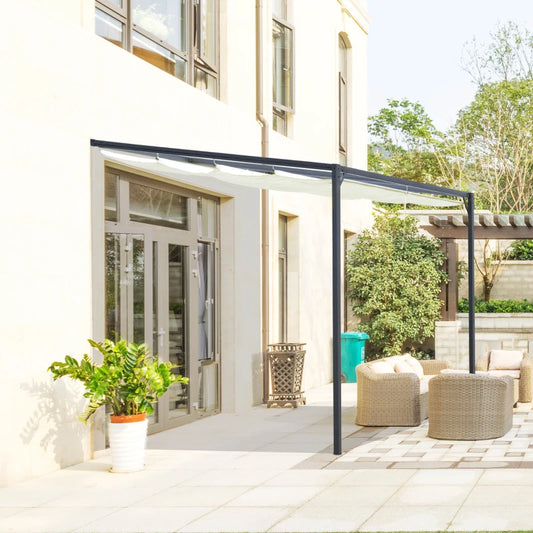 Outsunny 3 x 3(m) Outdoor Pergola Retractable Canopy Wall Mounted