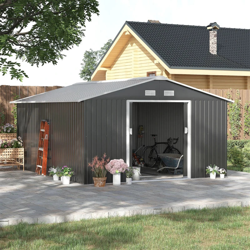 Outsunny 13 x 11ft Metal Garden Shed