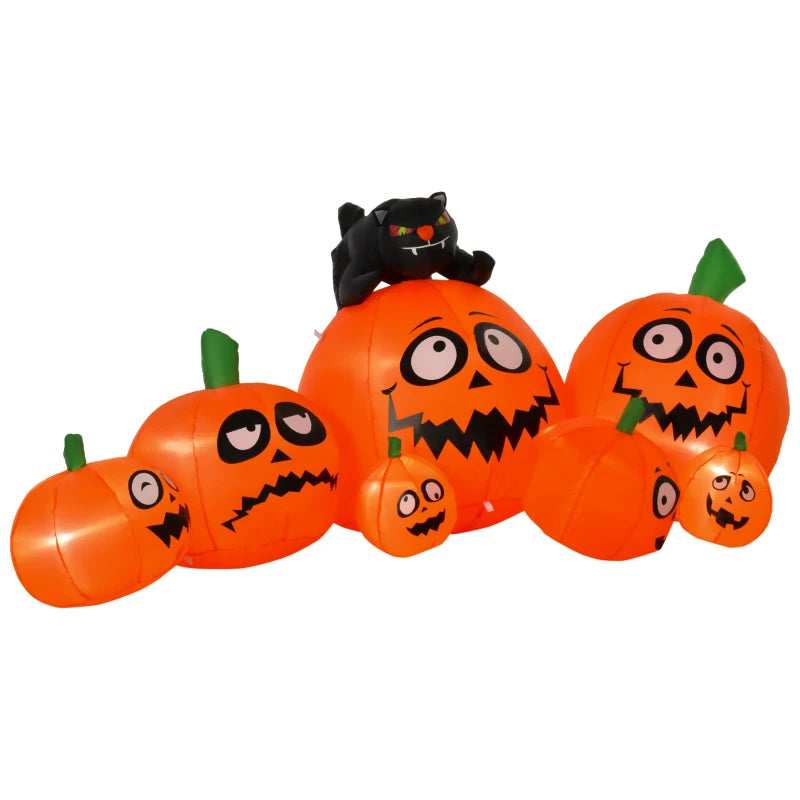 HOMCOM Halloween Decoration Inflatable Pumpkin & Cat LED Lights Flashing Eyes