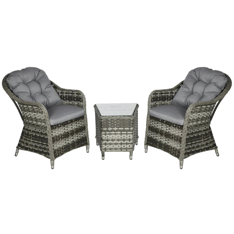 Outsunny 3 PCS Rattan Seating Set | 2 Armchairs & Table