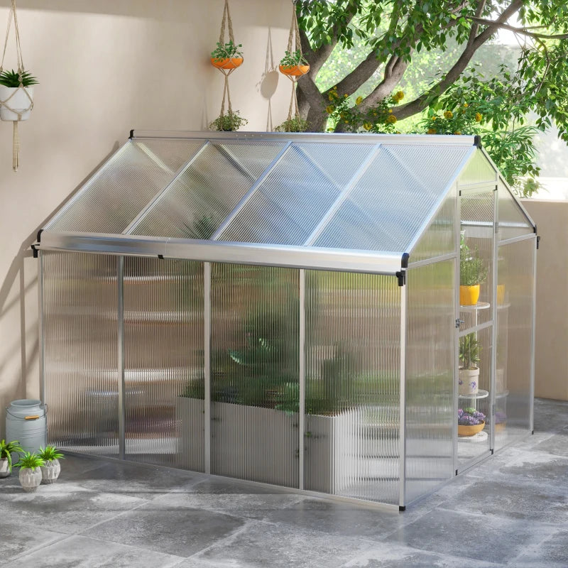 Outsunny 8 x 6ft Aluminium Frame Greenhouse, with Foundation