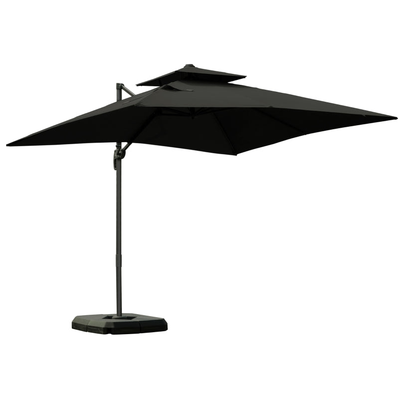 Outsunny Cantilever Parasol 360 Degree, Weighted Base and Cover Included