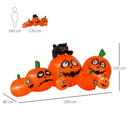 HOMCOM Halloween Decoration Inflatable Pumpkin & Cat LED Lights Flashing Eyes