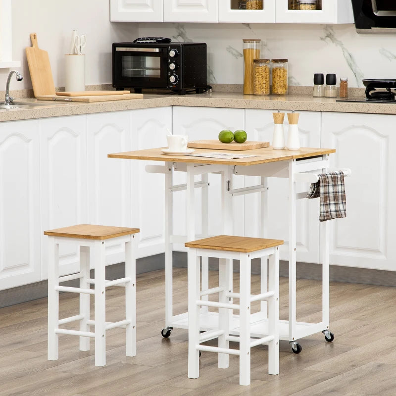 HOMCOM Kitchen Island Set with 2 Stools