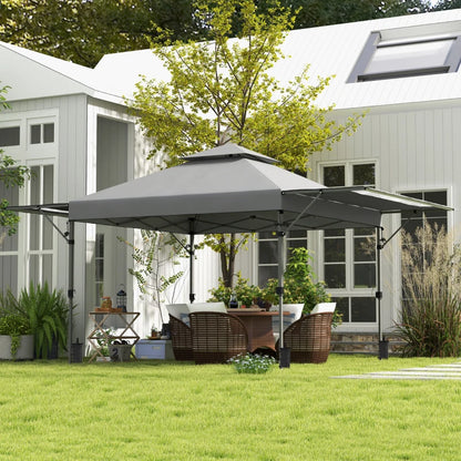 Outsunny 5 x 3(m) Pop Up Gazebo with Extend Dual Awnings with Accessories