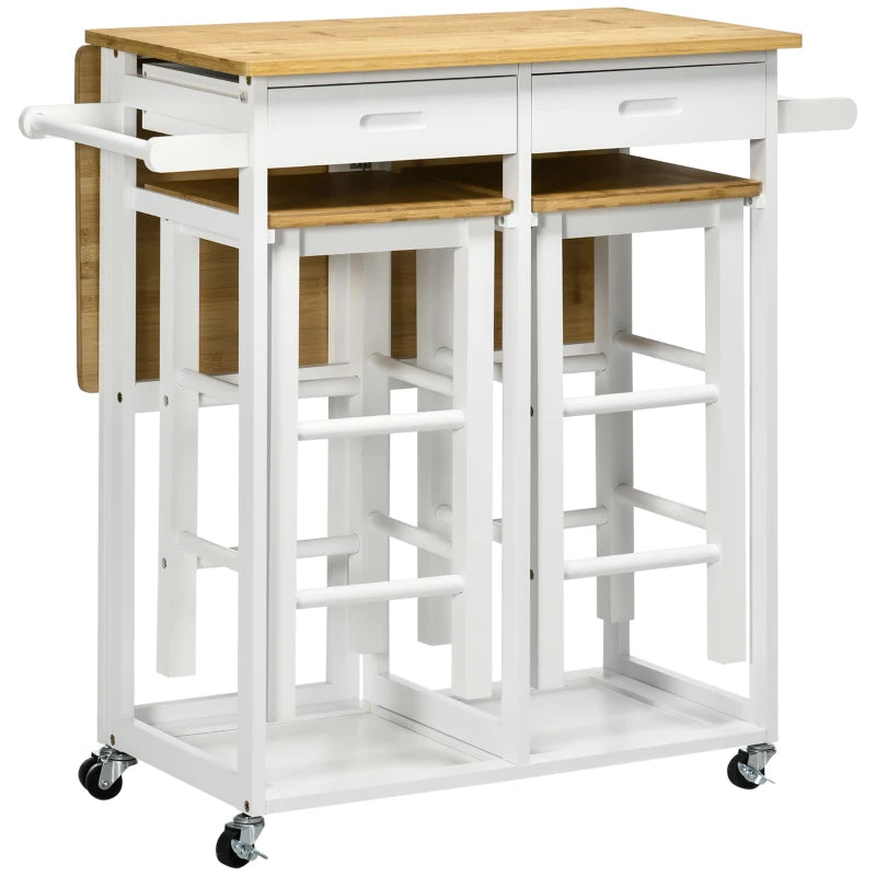 HOMCOM Kitchen Island Set with 2 Stools