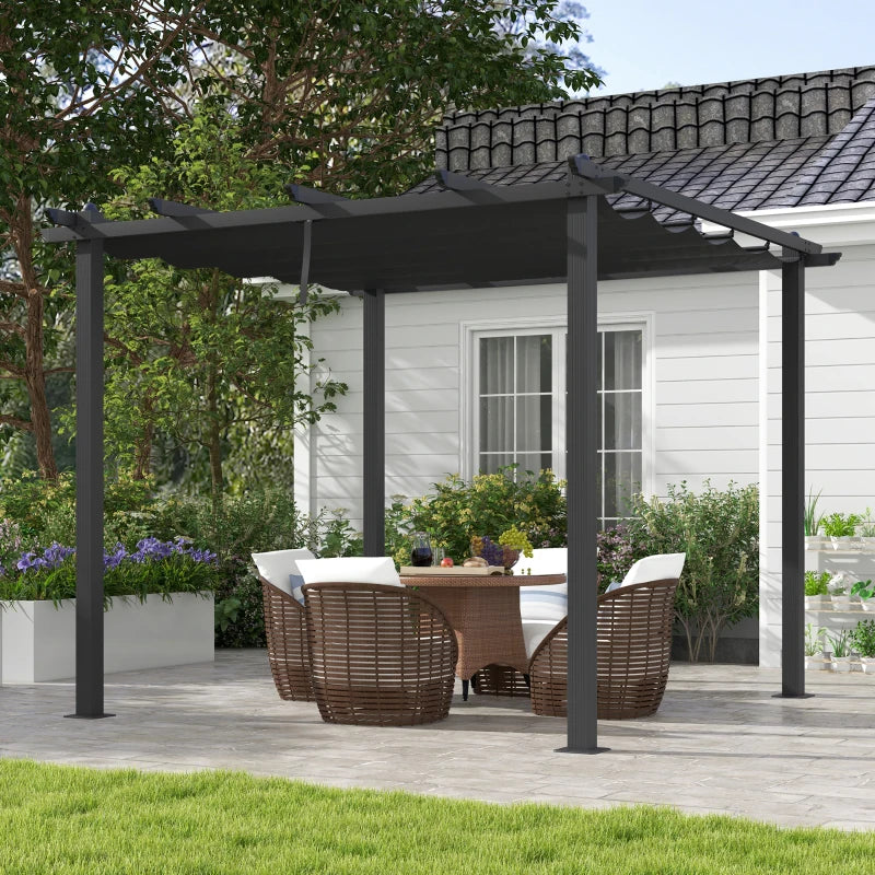 Outsunny 3 x 3m Aluminium Pergola with Retractable Roof