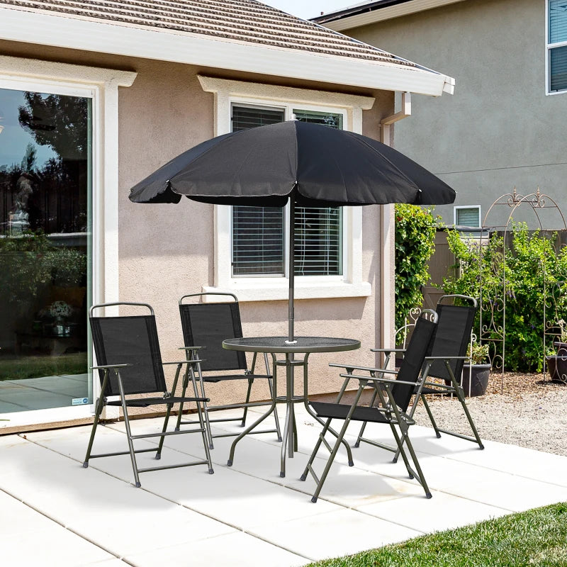 Outsunny 6 Piece Garden Dining Set with Umbrella