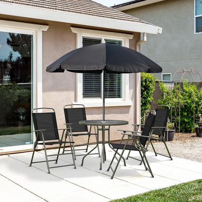 Outsunny 6 Piece Garden Dining Set with Umbrella