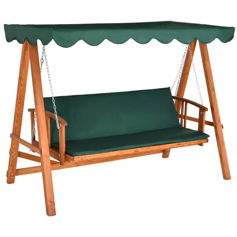 Outsunny 3 Seater 2-in-1 Wooden Garden Swing / Hammock