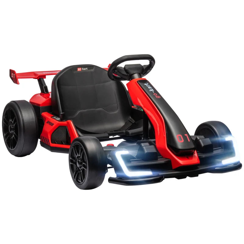 HOMCOM 24V Electric Go Kart for Kids with Adjustable Seat for 6-12 Years Old