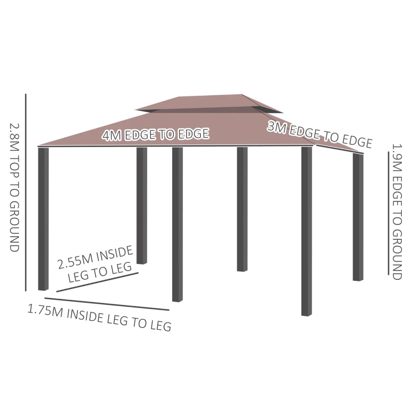 Outsunny 4m x 3(m) Metal Gazebo Canopy Party