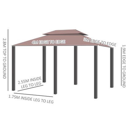 Outsunny 4m x 3(m) Metal Gazebo Canopy Party