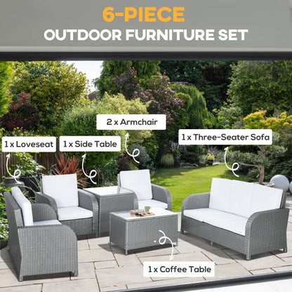 Outsunny 7 Seater Outdoor Rattan Garden Furniture Set