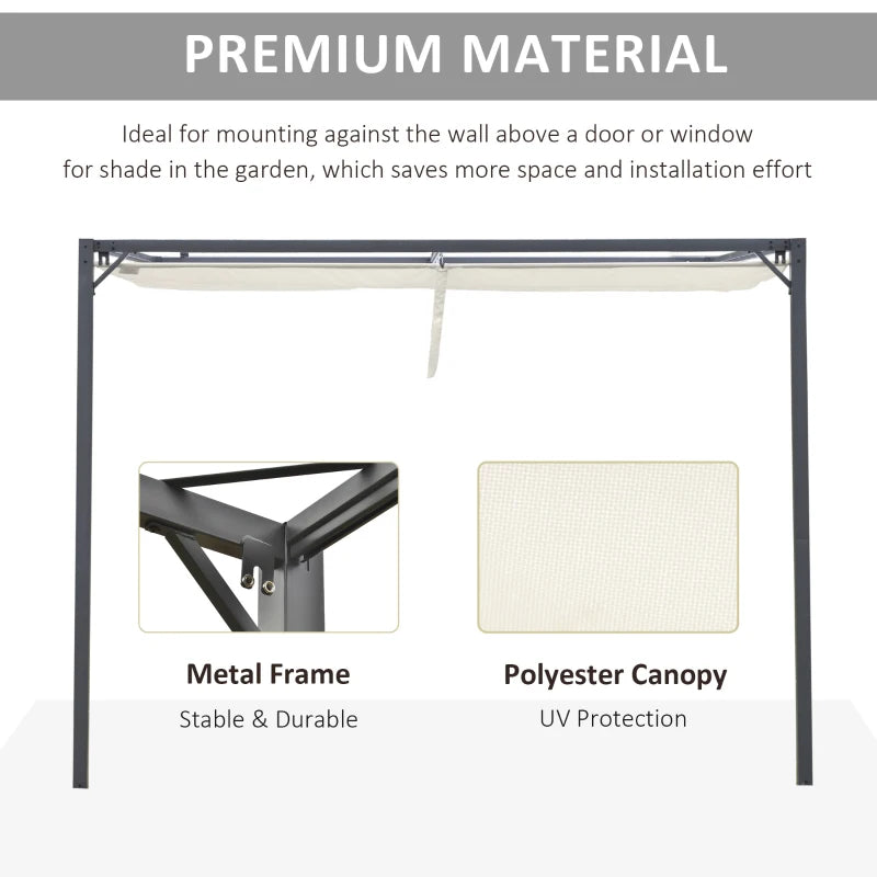 Outsunny 4 x 3(m) Outdoor Pergola Retractable Canopy Wall Mounted