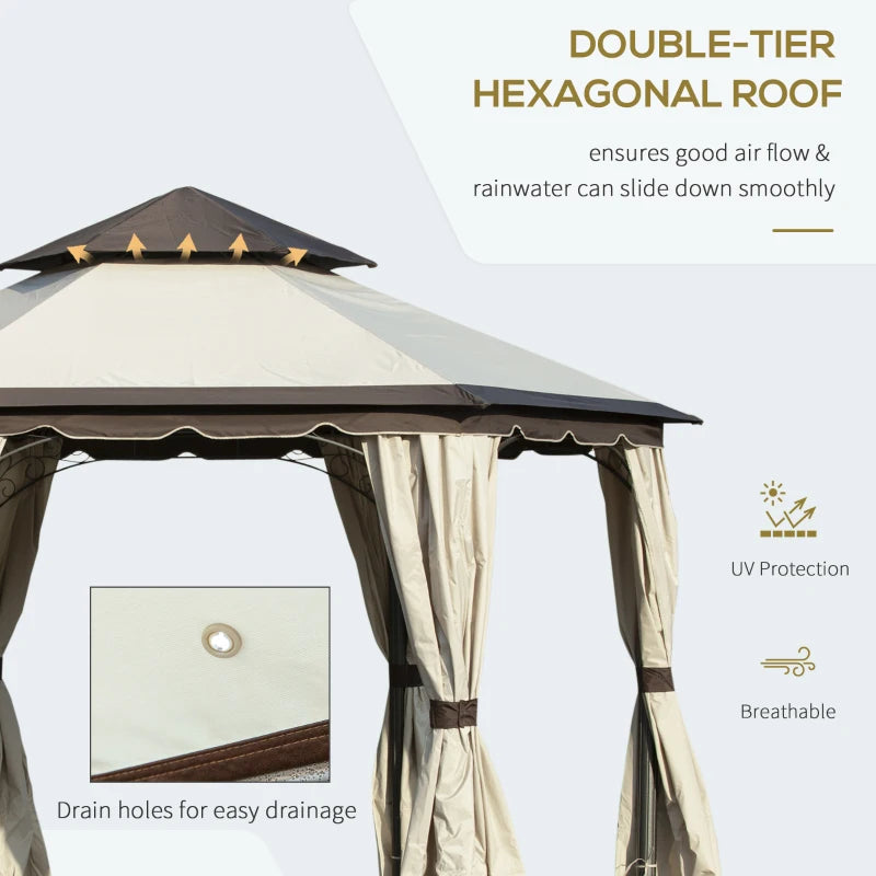 Outsunny 3.4m Hexagonal Metal Gazebo